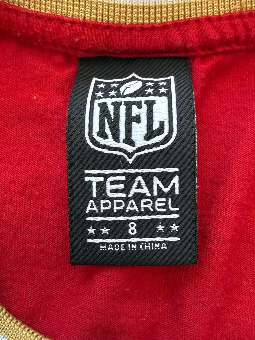 NFL Team Apparel Red San Francisco 49ers Kids Top with Gold Lettering youth sz 8 - Picture 5 of 7